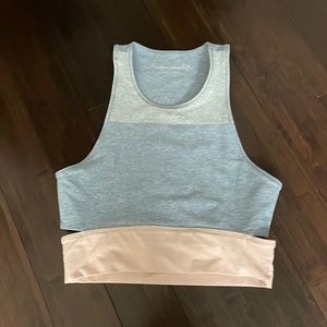 Outdoor Voices Color Block Crop in Blue, Grey, Pink